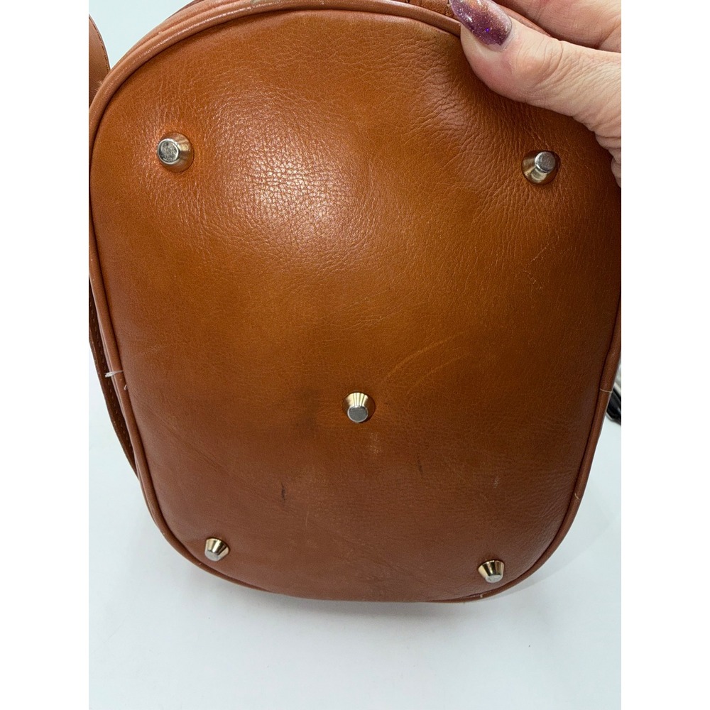 Valentina Italia Leather Shoulder Bag Mustard Yellow Cognac Brown Gold Hardware - Picture 11 of 16